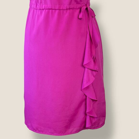 Banana Republic Sleeveless Cross Wrap Tie Waist Ruffles Sheath Dress Size 0 Pink - Picture 5 of 12